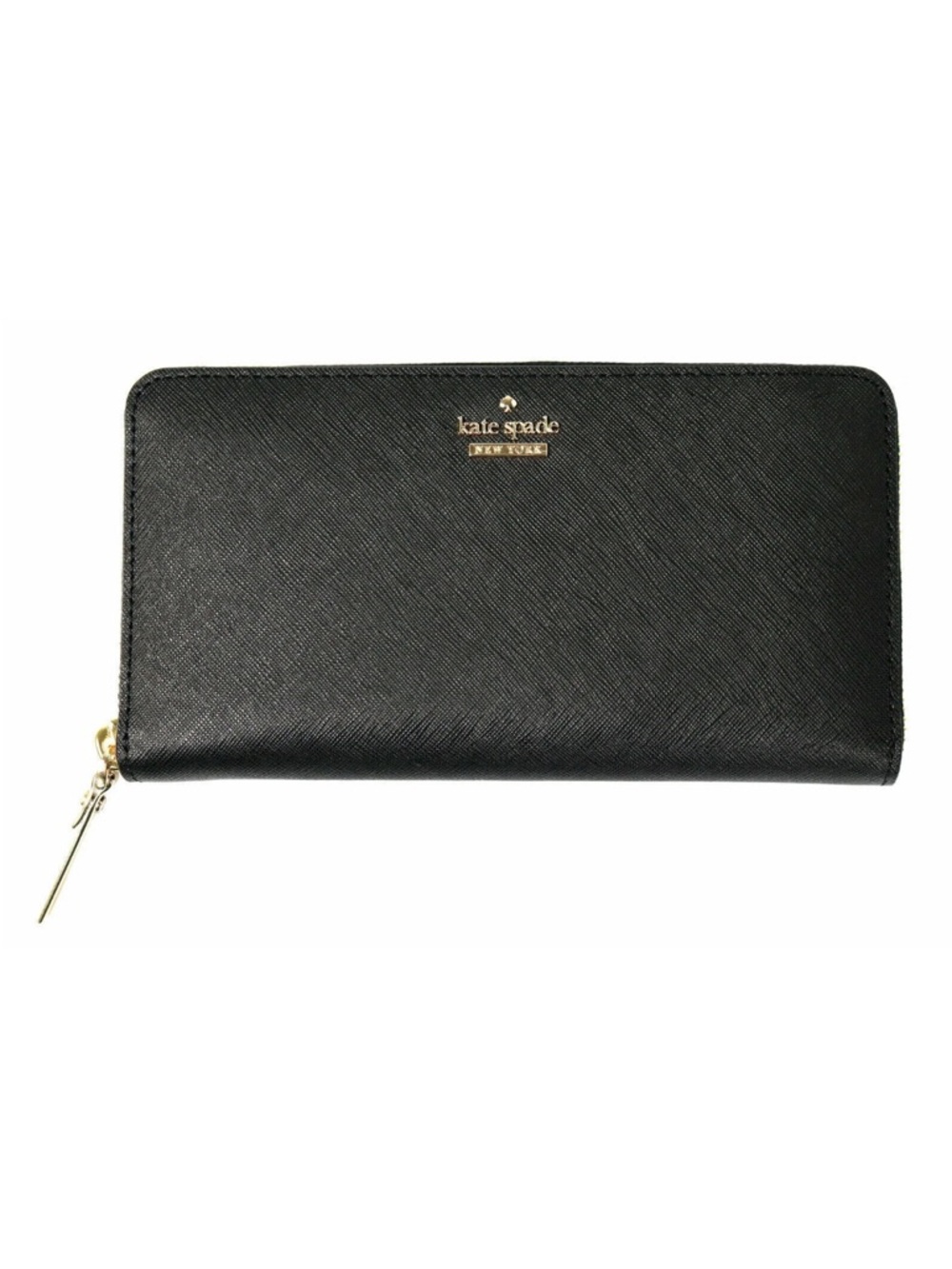 Kate Spade Cameron Street Lacey Black Saffiano Leather Wallet Zip Continental